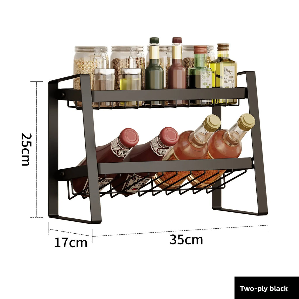 Kitchen seasoning rack countertop multi-layer seasoning rack multi-functional storage artifact Oasis Select Second layer black