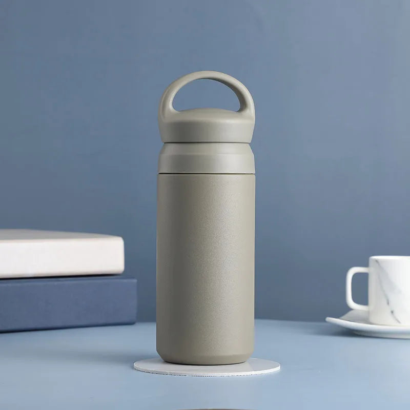 17Oz Double Wall Vacuum Insulated Water Bottle with Handle - Double Insulated Coffee Mug, Keeps Drinks Cold or Hot for Hours Oasis Select (17oz) 500ml Gray