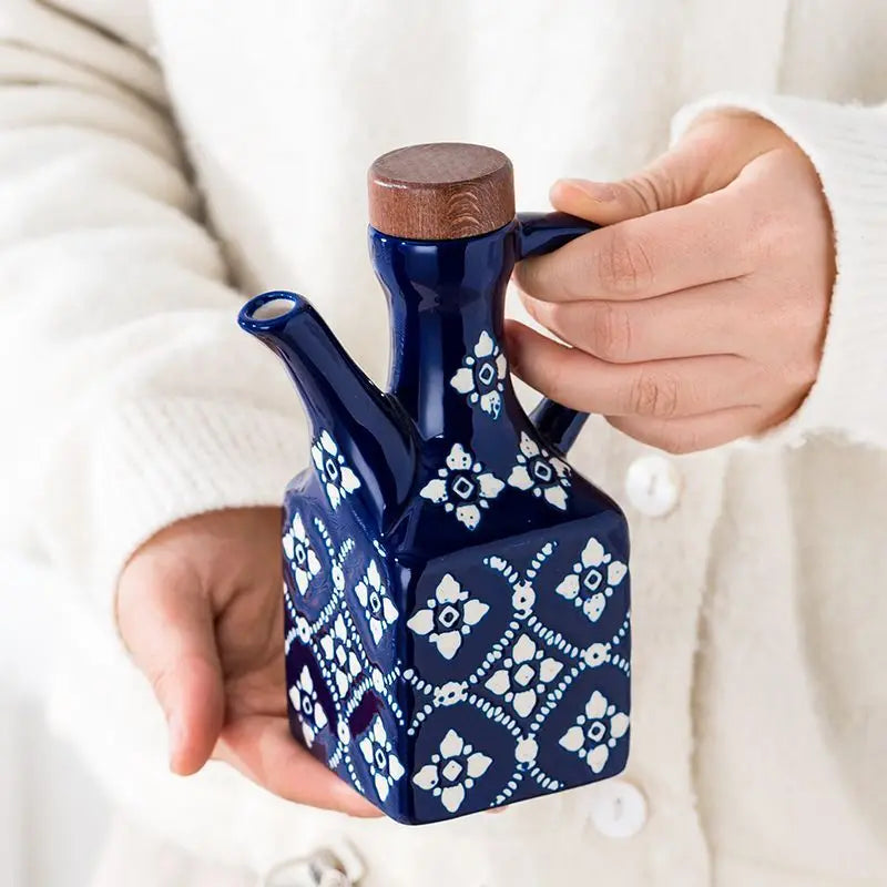 American Ceramic Oil Pot Commercial Oil Bottle Chili Oil Soy Sauce Vinegar Pot Household Kitchen Seasoning Bottle Oasis Select