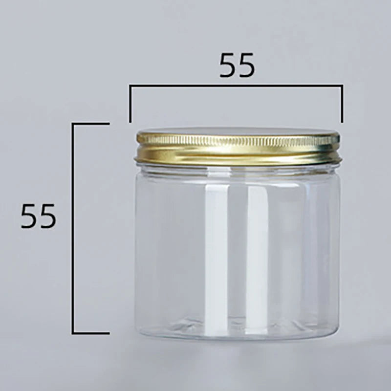 15 Sizes Clear Plastic Jar With Pink Aluminum Lids Empty Face Cream Cosmetic Container Gold Travel Refillable Bottles Box Oasis Select 55x55mm