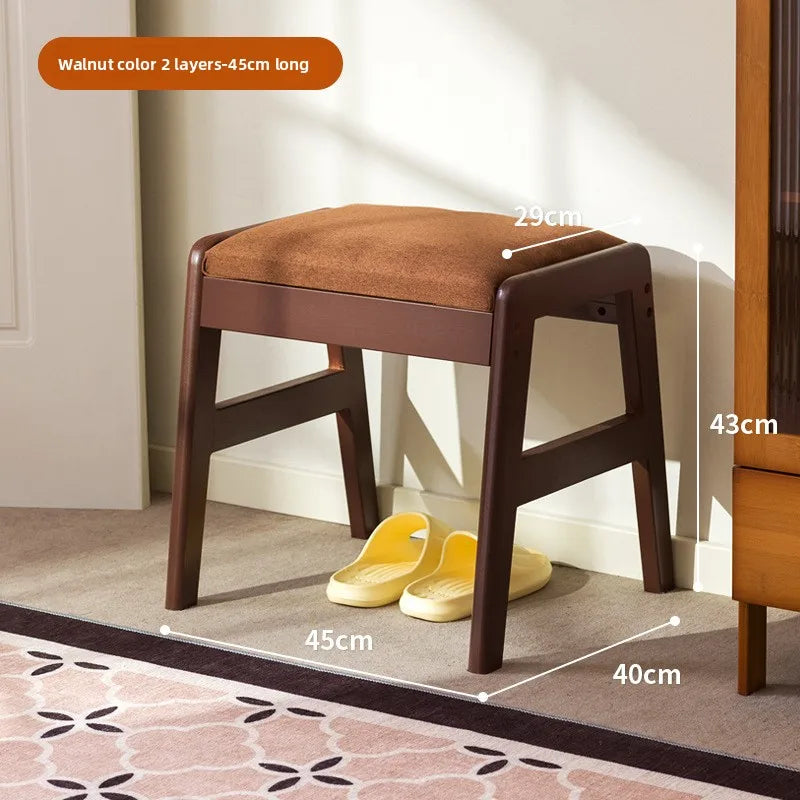 Solid wood shoe changing stool, household storage at the door, narrow shoe stool, shoe cabinet, simple wind fitting room stool Oasis Select Walnut single 45