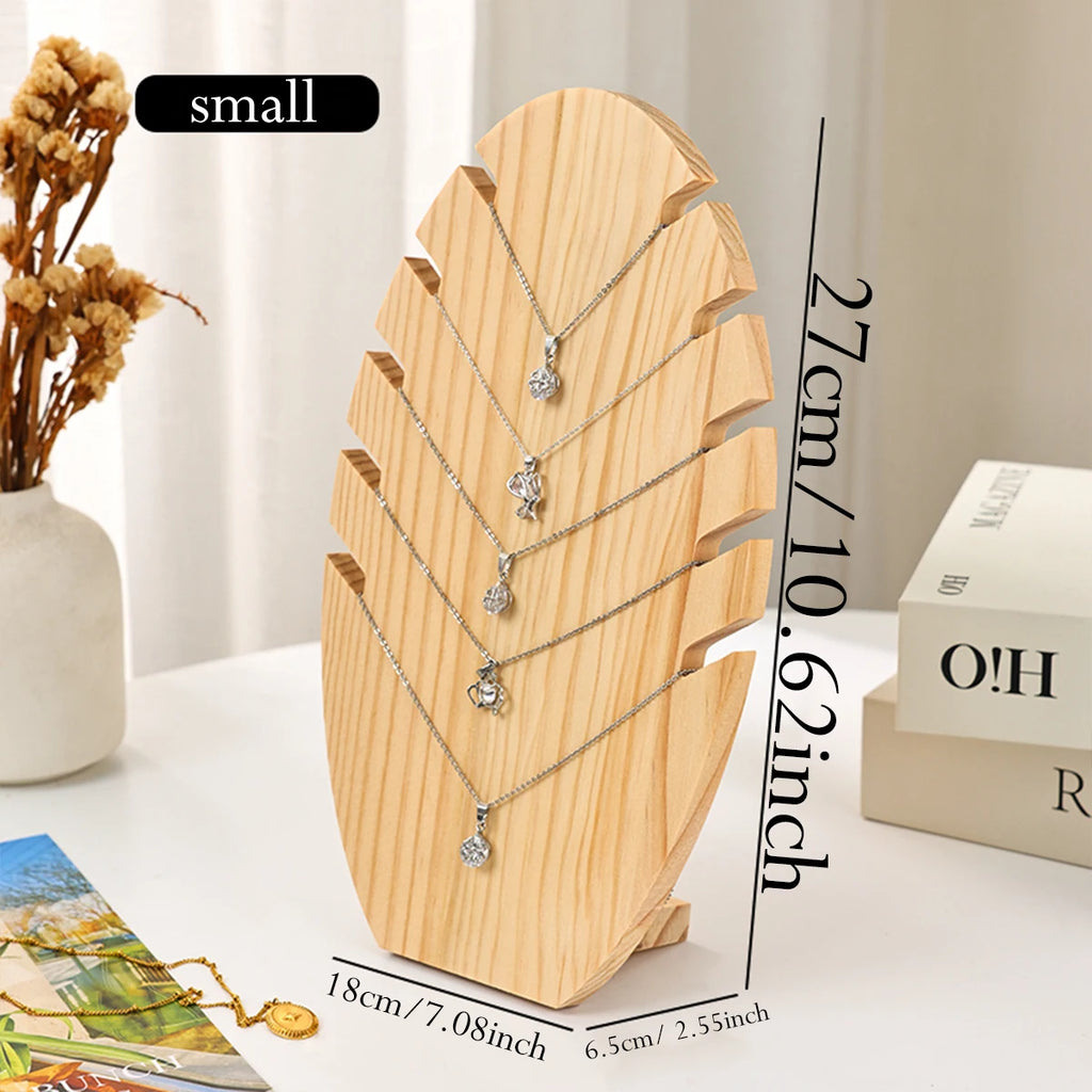 1pc wooden necklace large/small display rack, leaf shaped jewelry storage rack, desktop necklace bracelet display rack Oasis Select small