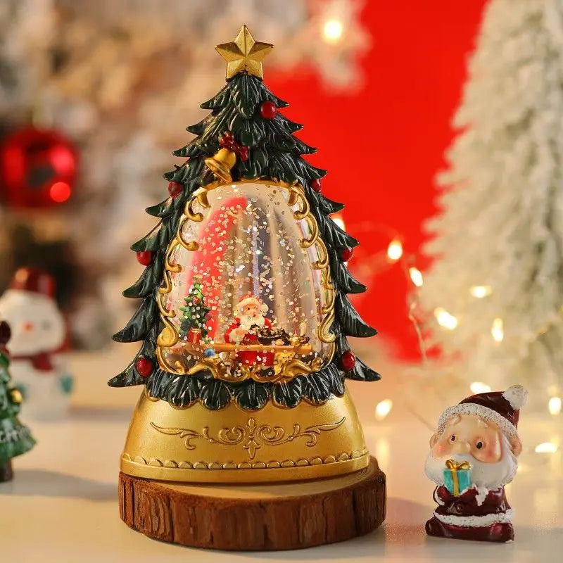 Christmas Illuminated Night Lights Decorate The Desktop with Snowflake and Christmas Wind Lanterns Creating A Festive Atmosphere Oasis Select Green old man 14.6cm