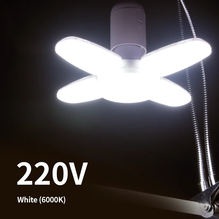 E27 Foldable Fan LED Bulb 28W 360° – Garage & Home Light LED Light Bulb Oasis Select 220V White