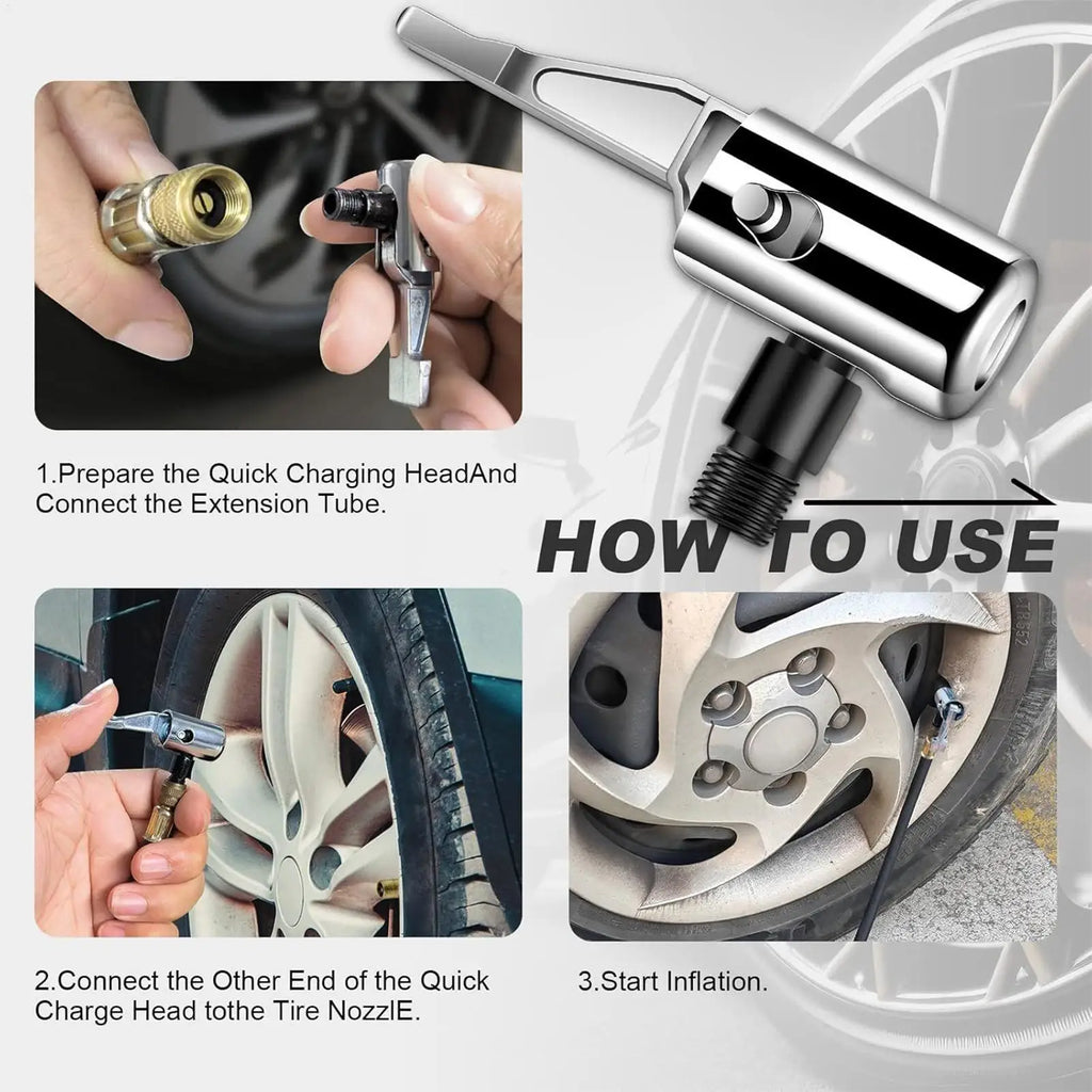 Car Tire Inflator Nozzle Connector Adapter Fast Inflator Chuck American Threaded Nozzle Adaptor Pump Accessories Car Repair Part Oasis Select