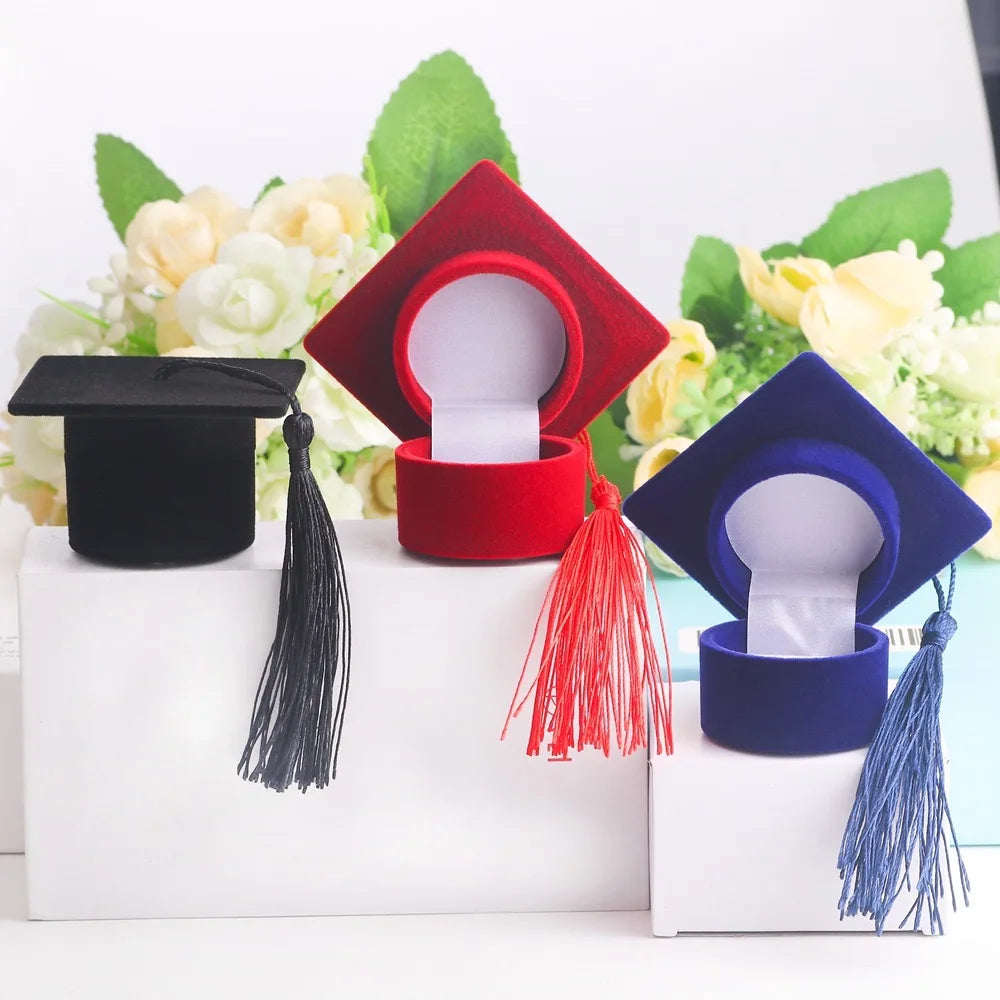 Graduation Cap Shaped Jewelry Storage Box,Graduation Season Proposal Mini Ring Box,Perfect Gift for Bachelor and Campus Souvenir Oasis Select