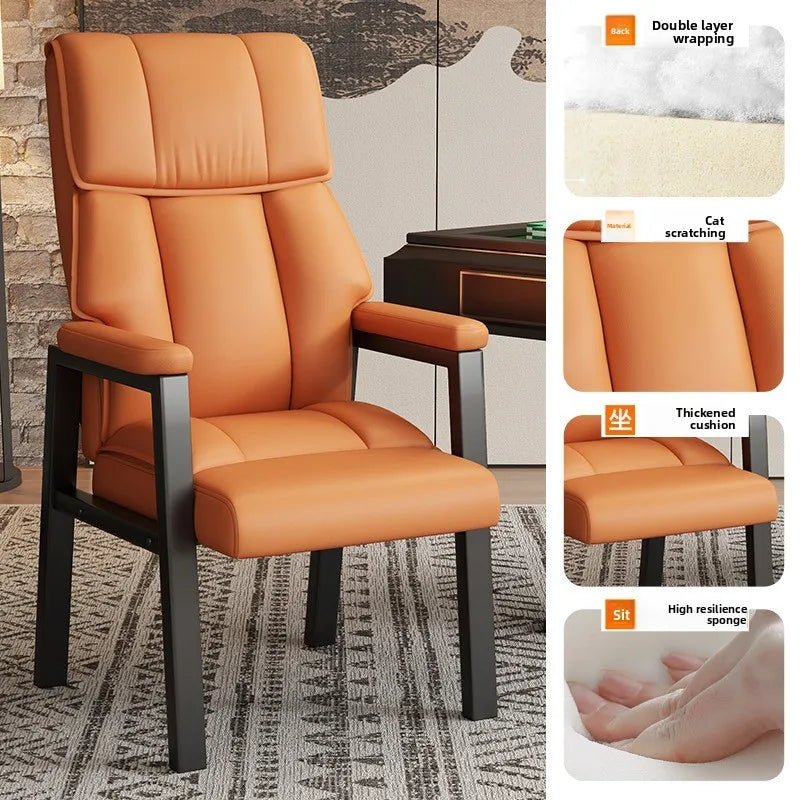 Mahjong Chair Chess Room Seat Comfortable Office Chair Sedentary Conference Chair Oasis Select Orange