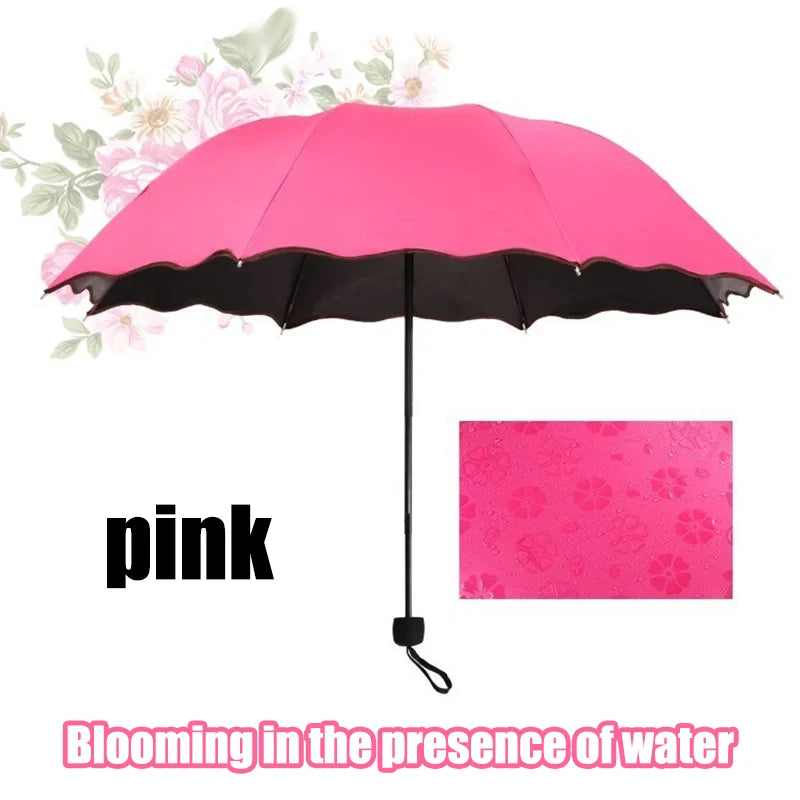 Magic Folding Umbrella with Rainwater Pattern Windproof Sunshade Umbrella Outdoor Sports UV Protection Umbrella Umbrella Woman Oasis Select pink 8K