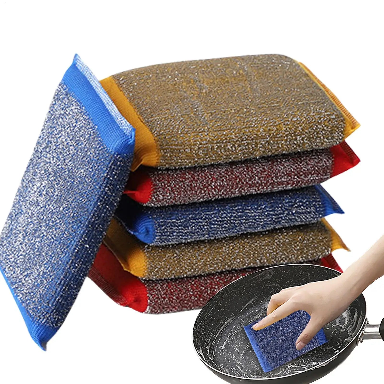 6Pcs Kitchen Dishwashing Sponge Does Not Hurt Pot Brush Pot Artifact Household Scratch-free Sponge Wipe Brush Cleaning tools Oasis Select