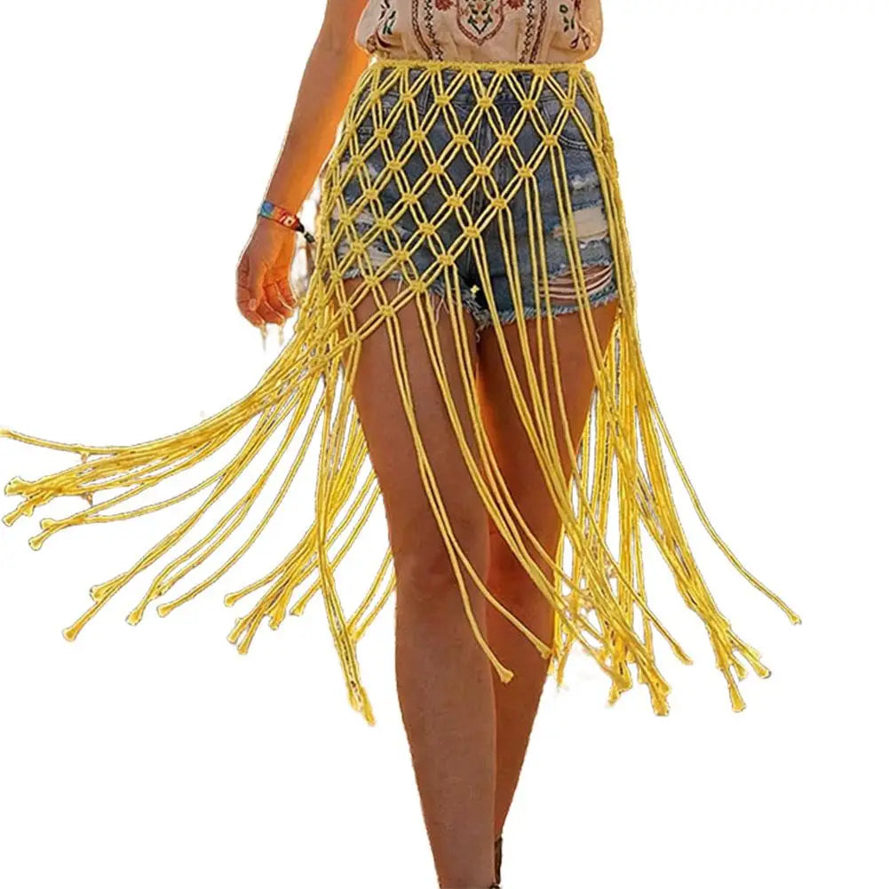 Bohemian Tassel Waist Belt – Macrame Fringe Wrap & Bikini Cover Up