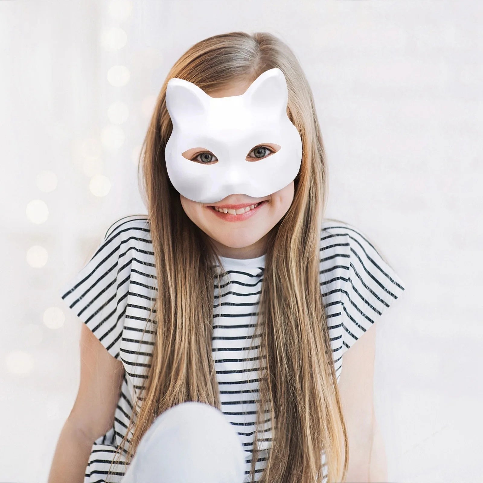 5/10pcs Paper Blank White Mask Halloween Cosplay Cat Fox DIY Paintable Half Face Mask Animal Costume Party Decorate Craft Prop Oasis Select