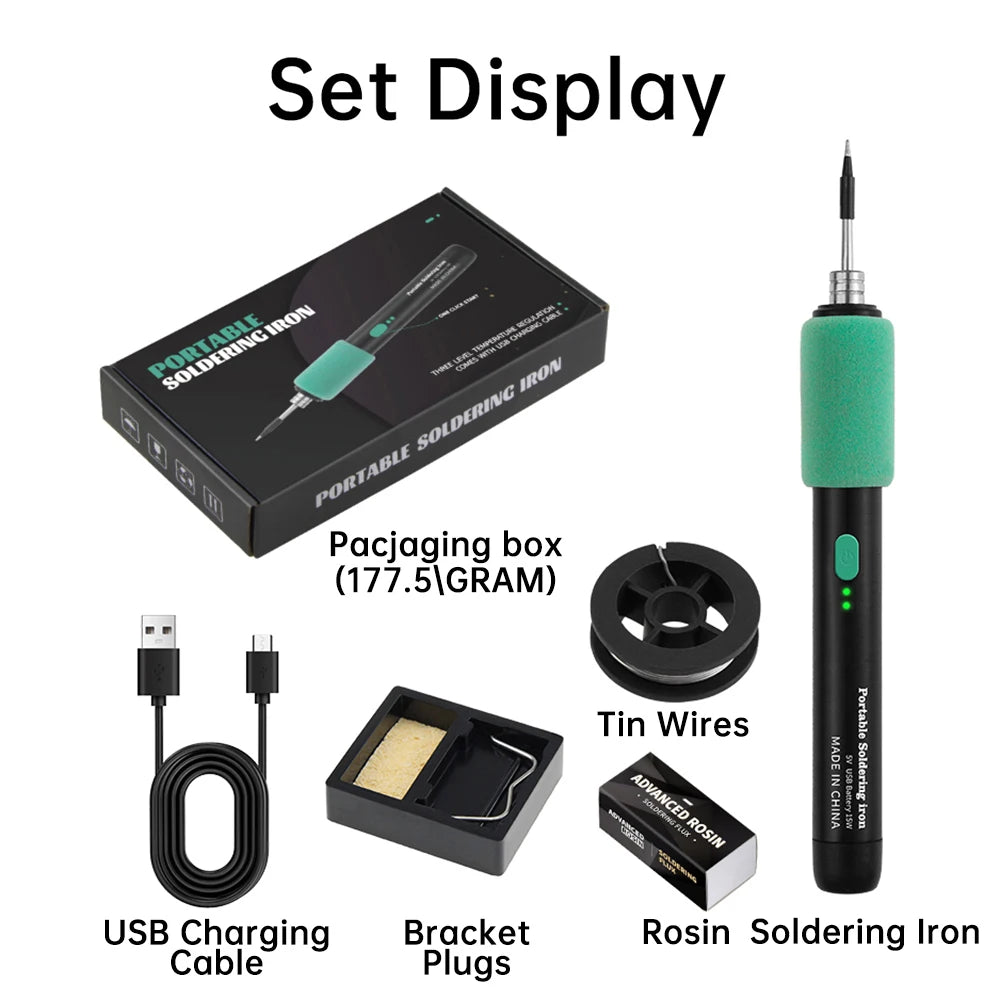 Wireless Soldering Iron Portable 5V 15W Built-in Battery with Three-Level Temperature Control Wireless Mini Soldering Tool Oasis Select