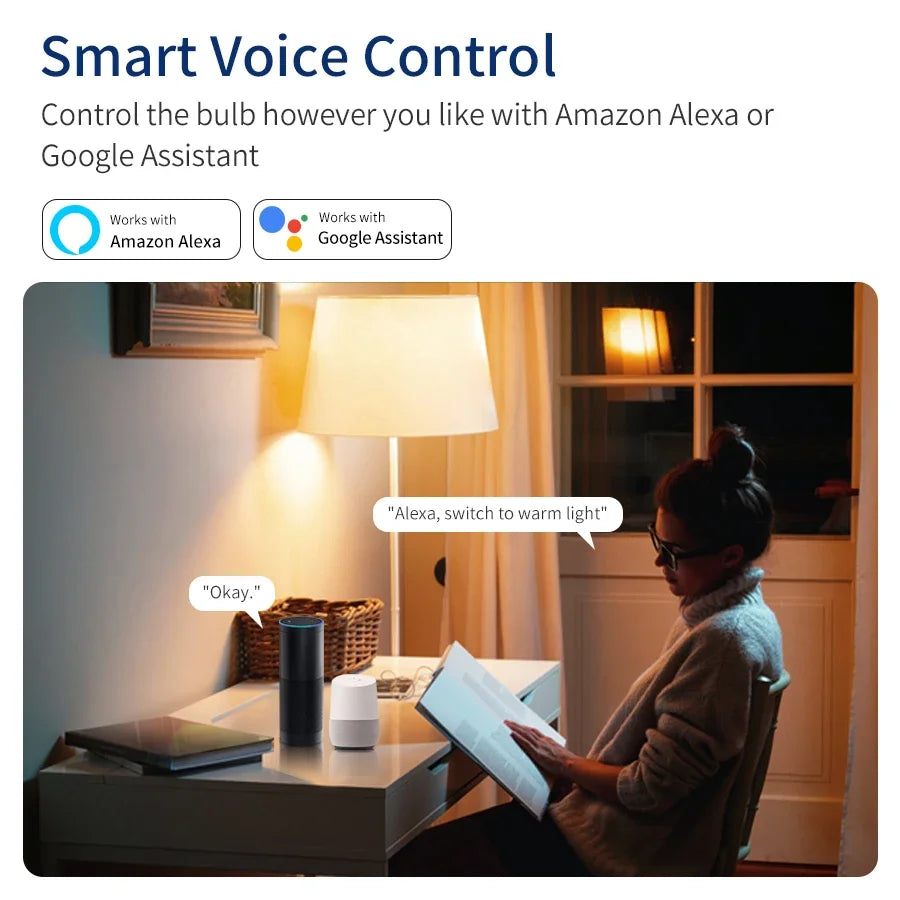 Tuya Smart WiFi LED Light Bulb E27 10W 15W 20W AC 220V 110V LED Lamp Smart Life APP Voice Control Works With Alexa Google Home Oasis Select