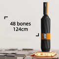 Fully Automatic Business Reverse Umbrella - Reinforced Thickened Unisex Windproof All-Weather Student-Specific Oasis Select 48 bone black Aluminum 24K
