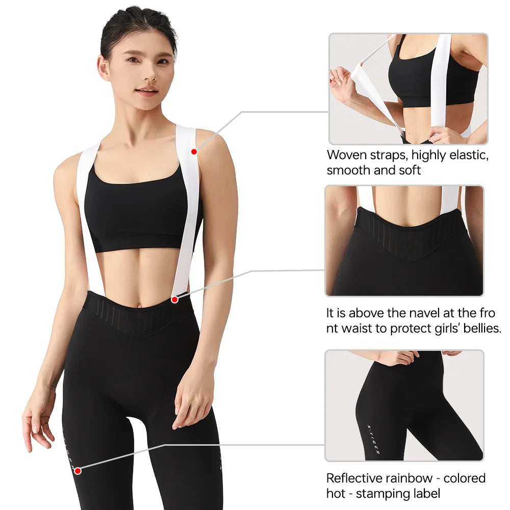X-TIGER Women Cycling Bib Pants 120 Density Shockproof Breathable Bike Tights MTB Biking Long Trousers for Long Distance Cycling Oasis Select