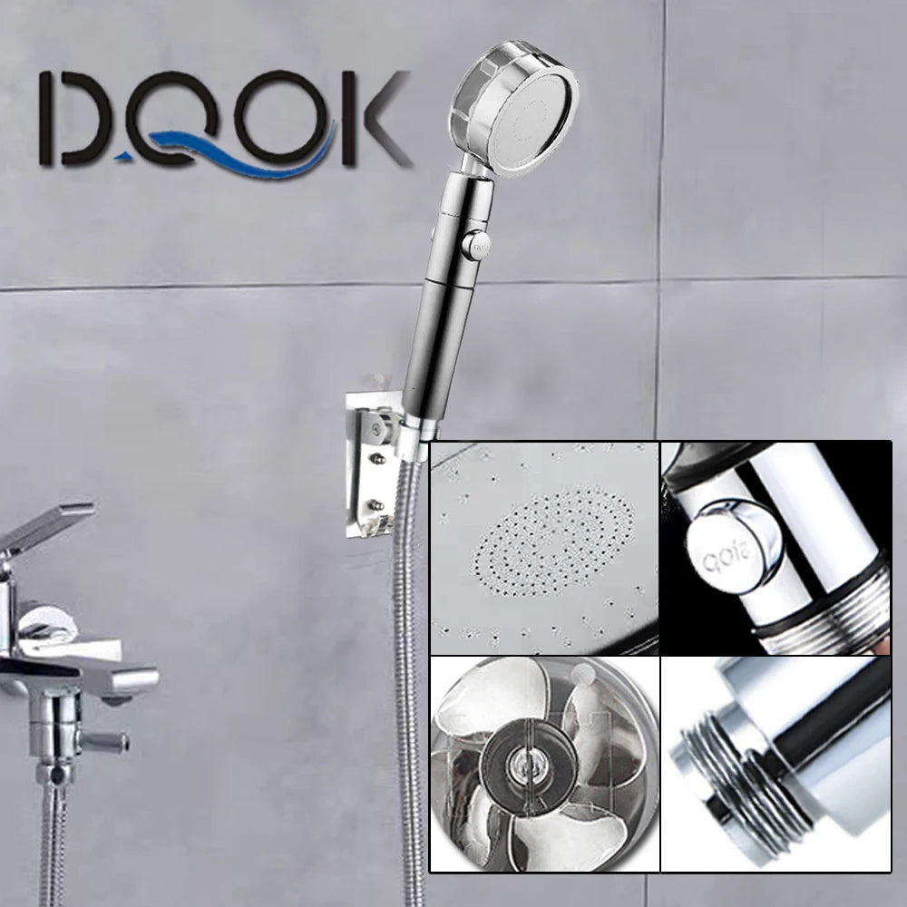 Shower Head Water Saving Flow 360 Degrees Rotating With Small Fan ABS Rain High Pressure spray Nozzle Bathroom Accessories Oasis Select