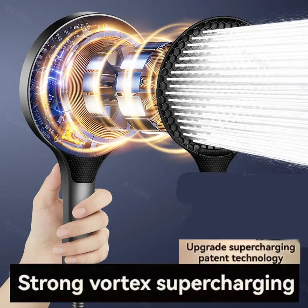 New High Pressure 15CM Shower Head Black 3 Modes Water Saving Spray Nozzle Massage Rainfall Shower Bathroom Accessories Oasis Select