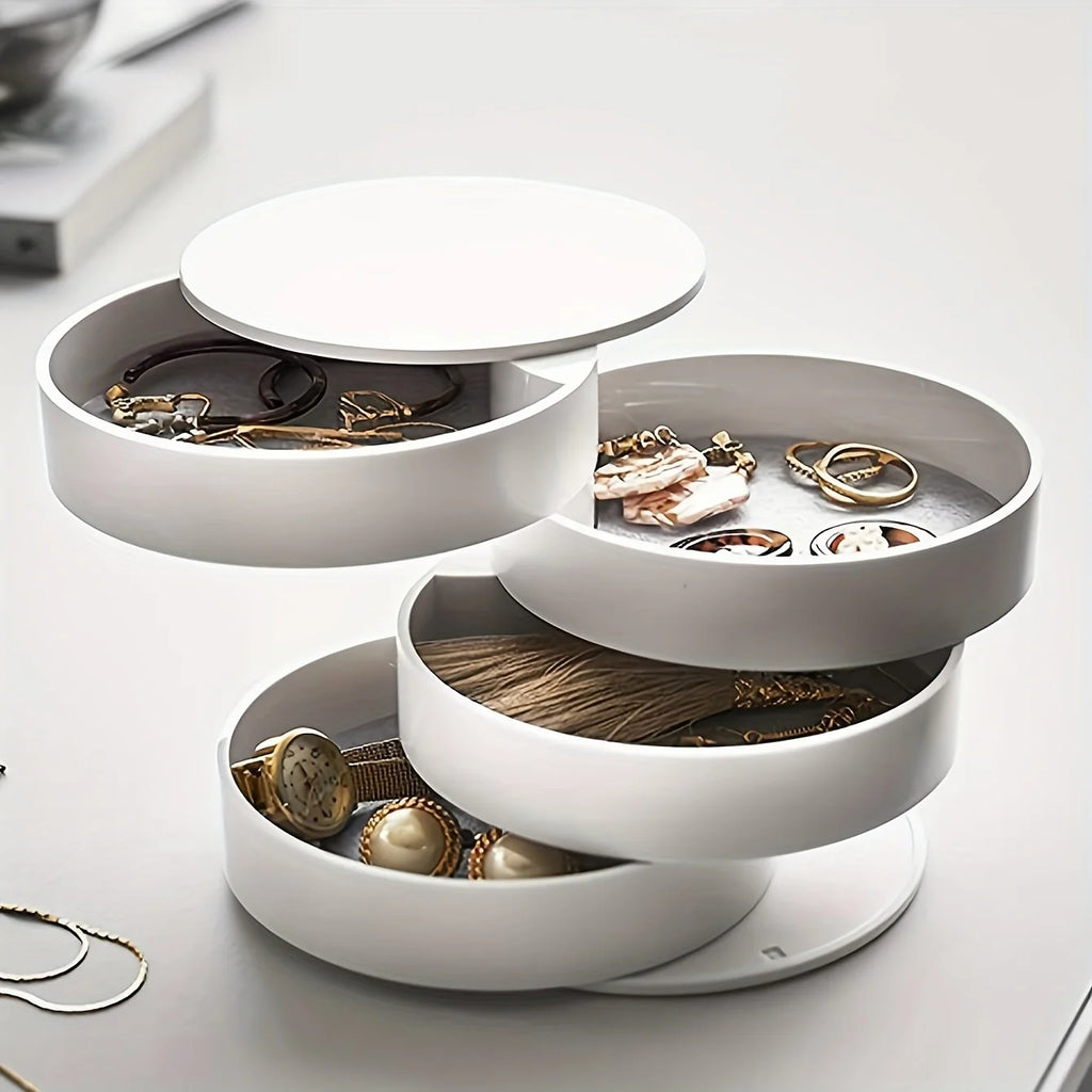 Multi-Layer Desktop Organizer with Lid - Perfect for Jewelry, Makeup & Hair Accessories Storage, Utility Hooks Oasis Select WHITE