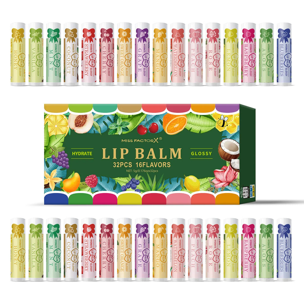 32 piece colored lipstick set -16 fragrance, natural finish, moisturizing lip care, lasting, suitable for all skin types Oasis Select 32PCS lipstick set