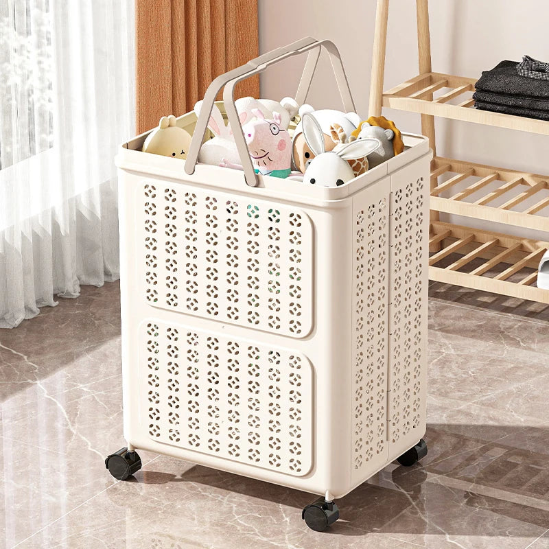 Foldable Laundry Basket,3 Sizes, Large Capacity Rolling Mobile with Wheels,Ideal for Toys/Sports Gear/Laundry Storage Organizer Oasis Select