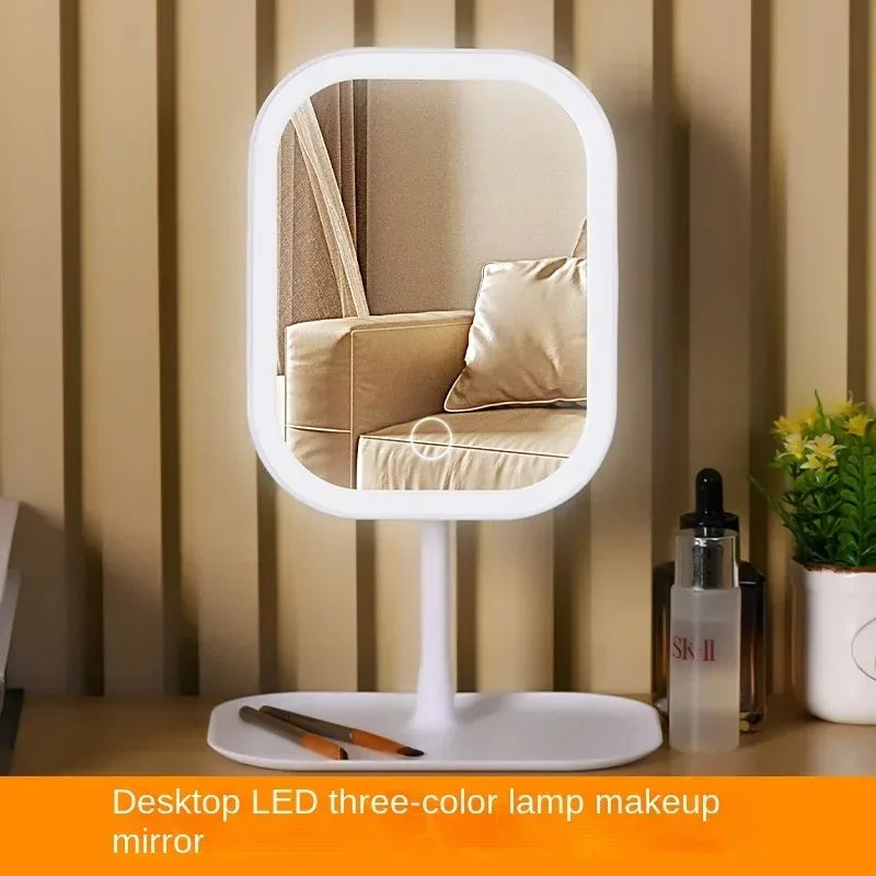 Dimmable LED Makeup Mirror with Stand Touch Control Vanity Mirror with Storage Tray for Bedroom & Bathroom Beauty Tools Oasis Select
