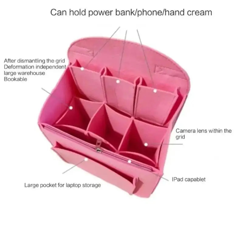 Portable Backpack Felt Insert Small Bag Cosmetic Bags Makeup Organizer Interior Travel Bag Divider Shoulder Bag Fit Various Bags Oasis Select