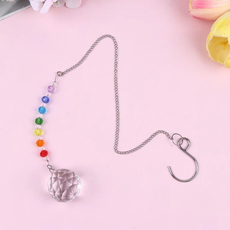 Mesmerizing Colored Crystal Rainbow Maker Prism with Hanging Chain Oasis Select