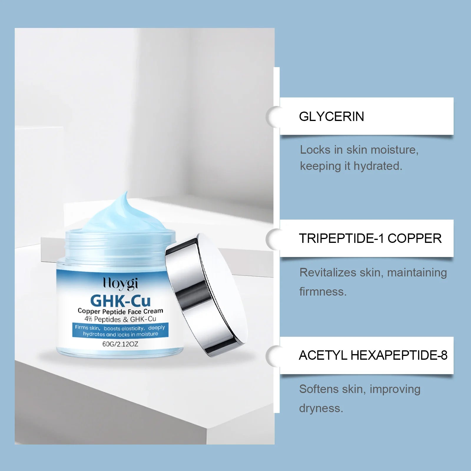 Copper Peptide Face Cream & Serum Set Firming Hydrating Skincare Smoothing Tightening Facial Skin Softens Skin Textur Oasis Select
