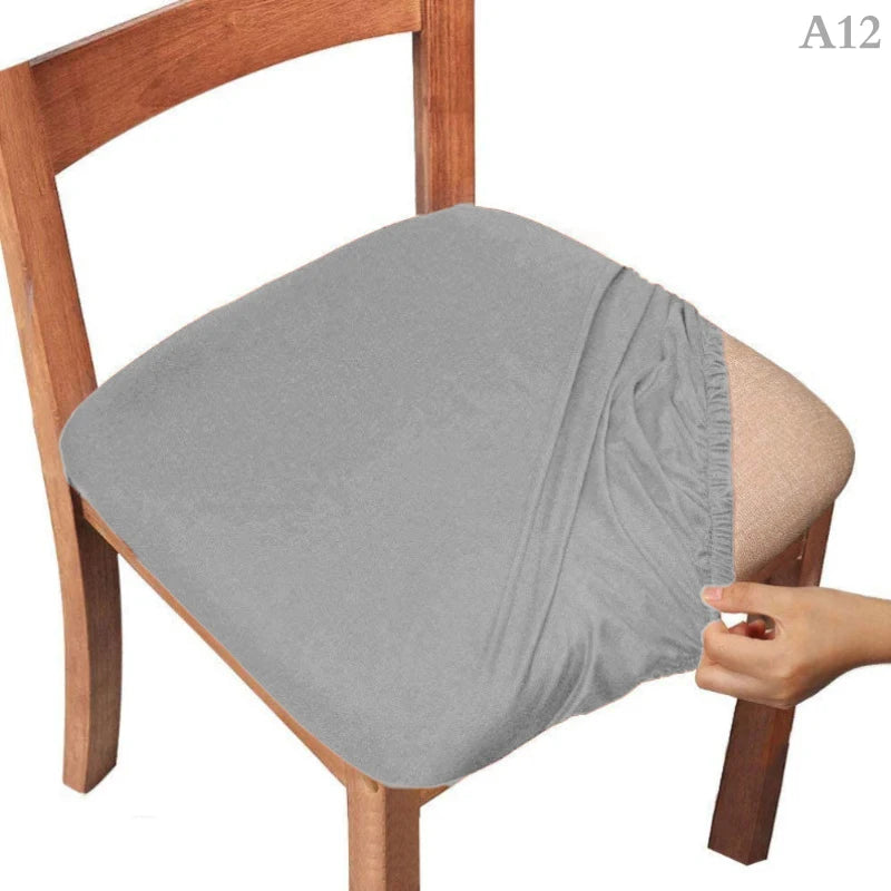 Dining Room Chair Cover Seat Covers Spandex 13solid Colors Removable Washable Elastic Cushion Covers For Home Oasis Select Light gray