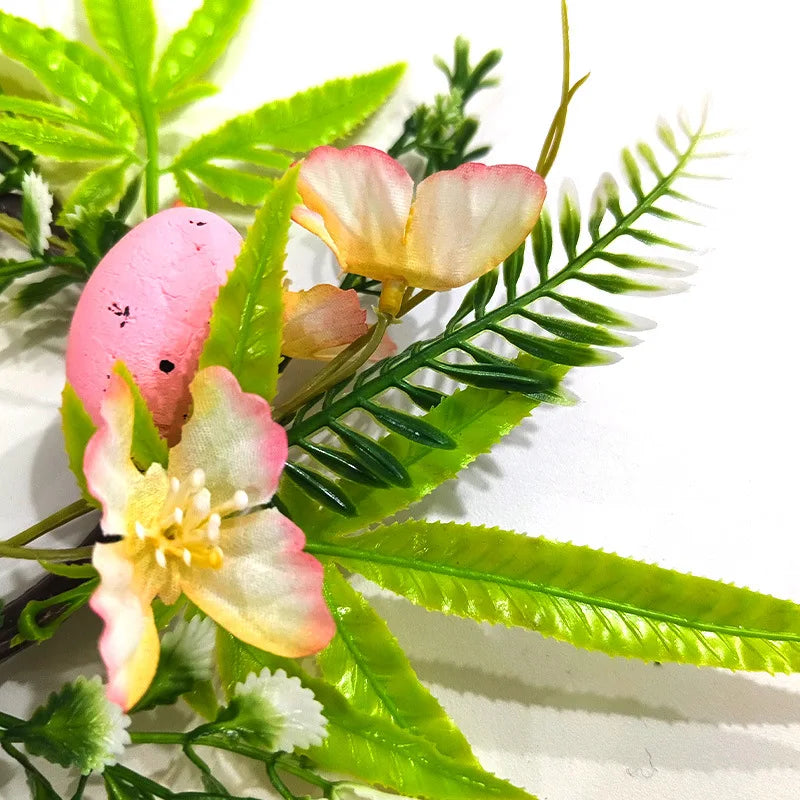 Easter Egg Flower Wreath Artificial Flowers Butterfly Candlestick Wreaths Garland Candle Holder Ring Table Home Party Decoration Oasis Select