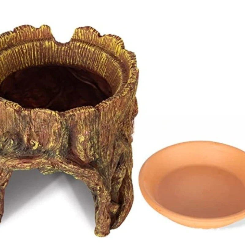 Garden Tree Stump Ornaments Home Garden Pet Lizard Nest Design and Decoration Ornaments Garden Resin Handicrafts Oasis Select