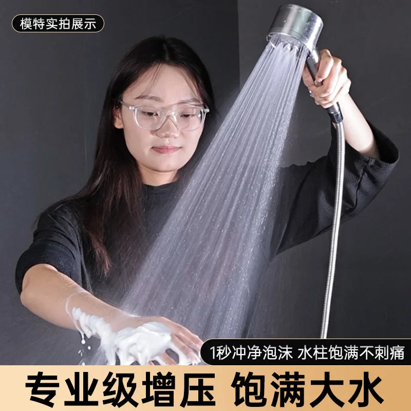 304 Stainless Steel 3 Modes Shower Head Round High Pressure Spa Showerhead Hose Bath Bathroom Faucet Accessories Set Gadgets Oasis Select