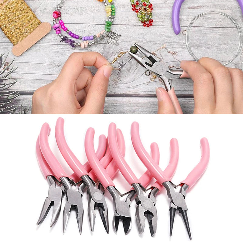 WholesaleMini Pliers Diagonal Round Bent Needle Nose Handcraft Beading Insulated Cutter Pliers For Jewelry Making Tools Oasis Select