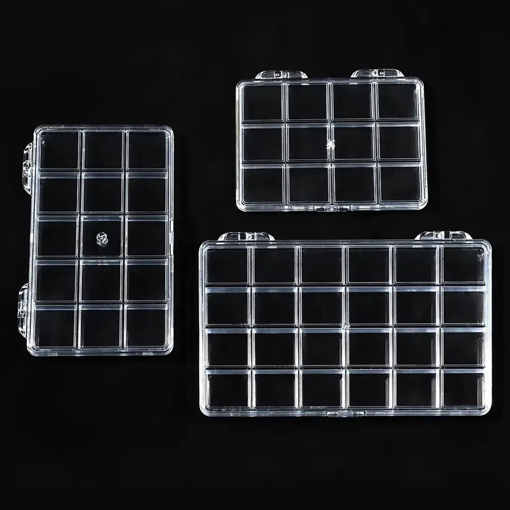 Transparent Nail Art Storage Box – 12, 15 & 24 Grid Organizer