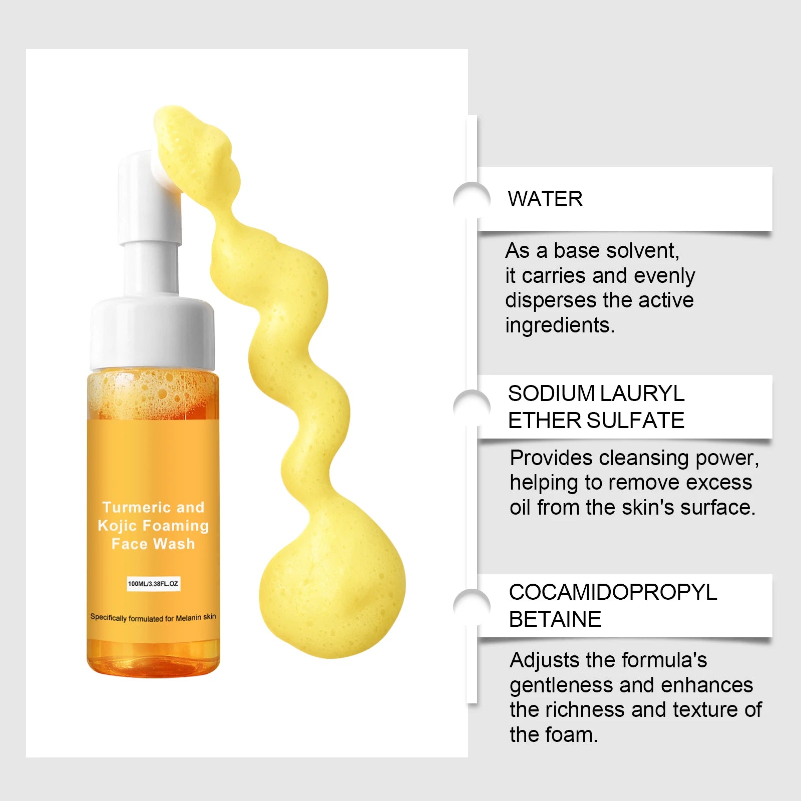 Turmeric & Kojic Acid Foaming Face Wash | Brightening Cleanser Foaming Face Wash Oasis Select