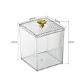 Makeup Storage Organizer Bathroom Jar Cotton Swab Storage Acrylic Square Container Cotton Puff Storage Box Cosmetic Cotton Box Oasis Select 8.4x8.4x9.5cm