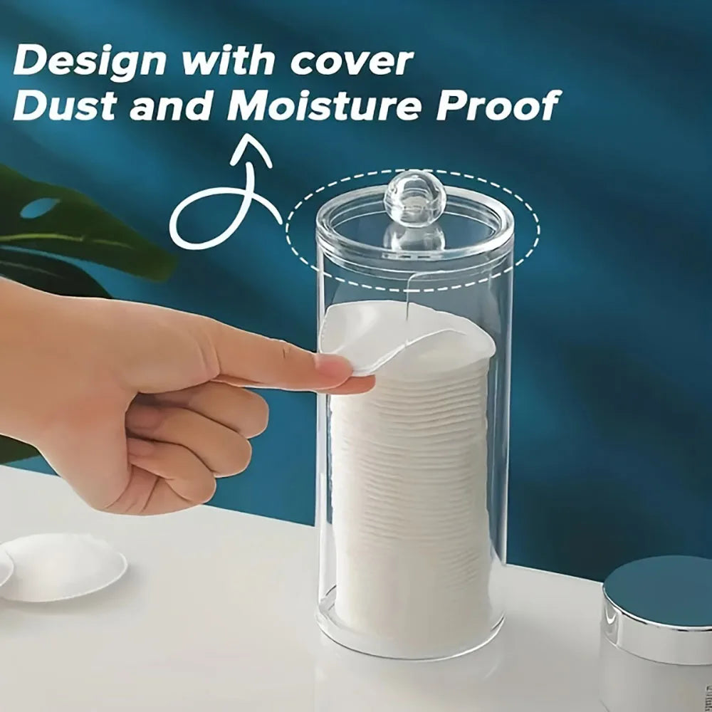 1pc Cylindrical Cotton Pad Holder, Makeup Storage Cotton Pad Dispenser, Bathroom Storage Jar, Desktop Storage Organizer Oasis Select