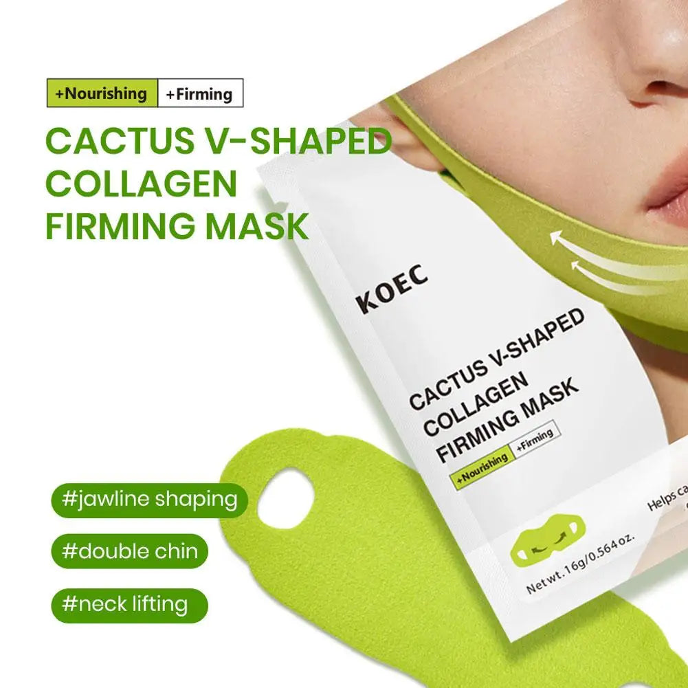 Cactus Collagen V-Shape Firming Mask 4-Pack | Jawline Sculpt Collagen Face Mask Oasis Select