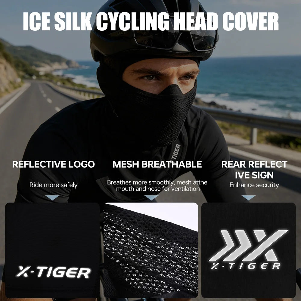 X-TIGER Summer Cycling Face Mask UPF50+ UV Protection Breathable Sweat Wicking Balaclava for Outdoor Sports Ice Silk Bike Mask Oasis Select