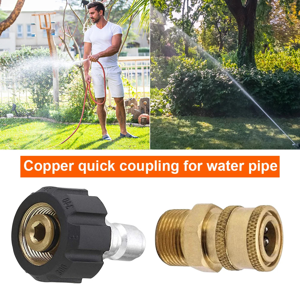 High Pressure Quick Connector Brass M22 Washer Adapter 1/4 Inch Garden Irrigation Connector for Pressure Wash Gun for Water Pipe Oasis Select