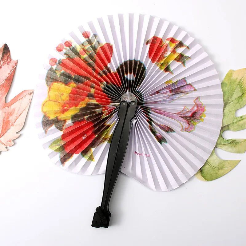 Elegant Traditional Chinese Hand Fan, Colorful Bird & Flower Design, Portable Foldable Plastic Fan, Exquisite Party Gift Oasis Select