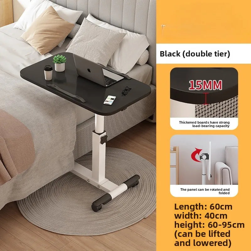 Multi-functional Household Goods Bedside Table Sofa Side Desk Bedroom Removable Lift Lazy Computer Desk Office Small Table Oasis Select 2-Black