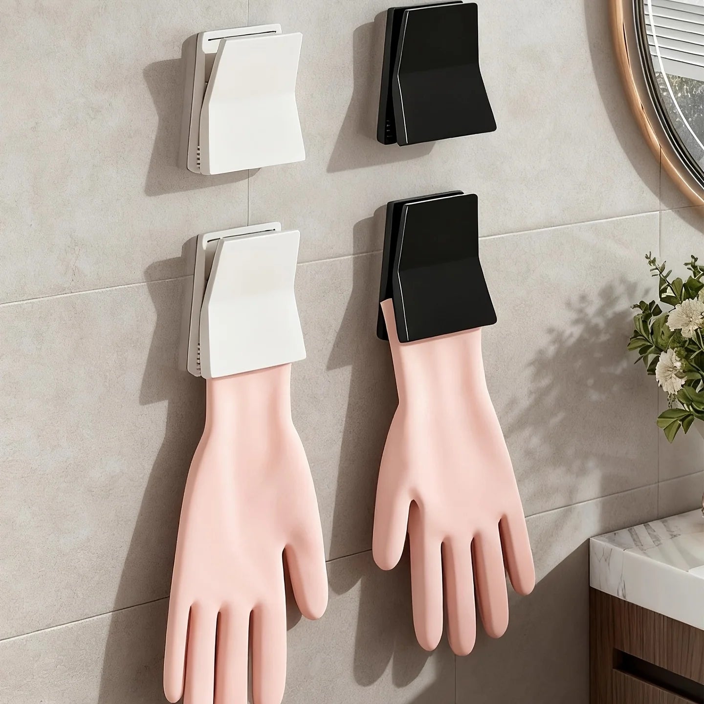 Kitchen Rubber Glove Holder Dishwashing Gloves Hook Rag Towel Clip Organizer Household Cleaning Hanger Rack Accessories Oasis Select