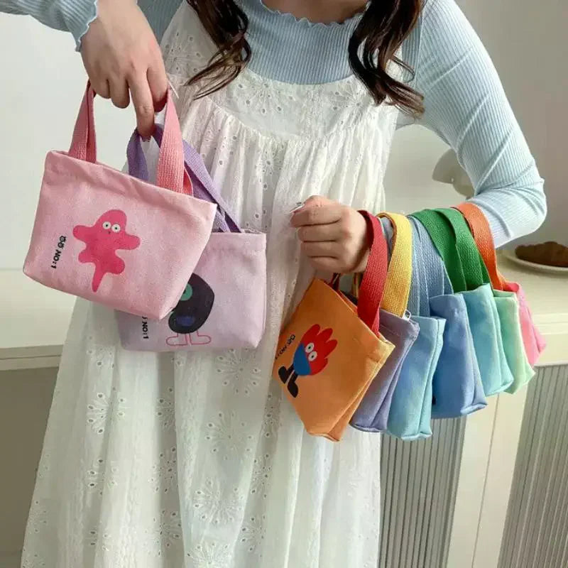 Canvas Bag Korean Style Small Bags Women's Handbag Mini Hand Snack Bag Lunch Bag Oasis Select