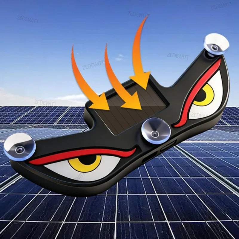 Solar Powered Neon LED Car Ambient Lamp Durable Wireless Cool Devil Eye Suction Cup USB Rechargeable Breathing Decoration Light Oasis Select