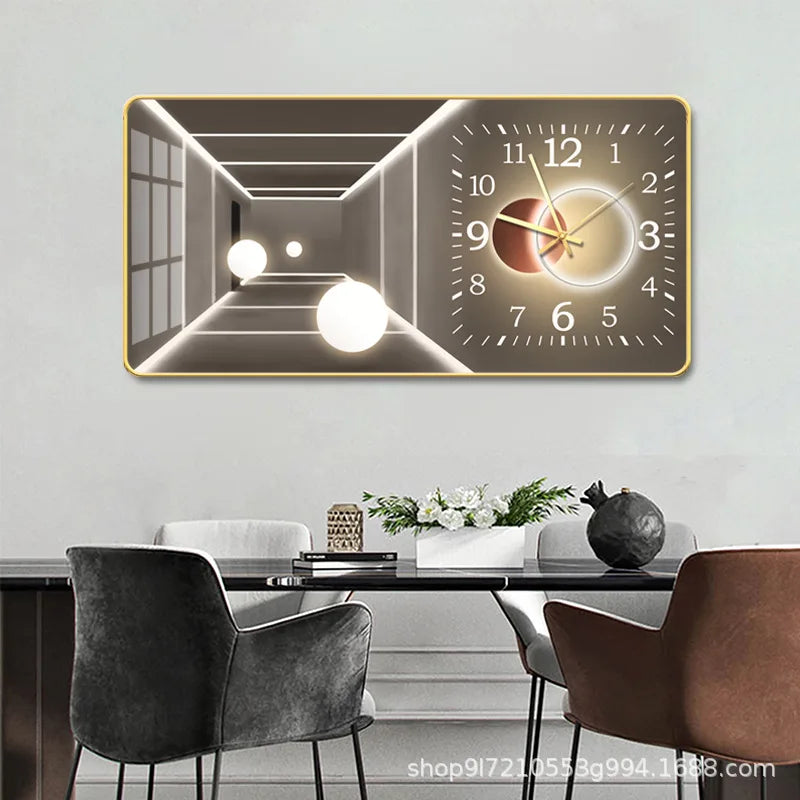 Light luxury fashion wall clock living room creative restaurant porch bedroom decorative painting silent hole free wall clock Oasis Select