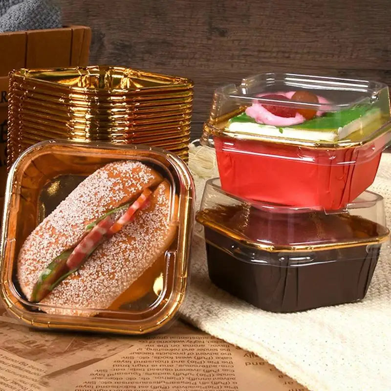 Square Food Grade Dessert Boxes with Clear Lids 10/20/50Pcs Stackable Container for Mousse Cake Birthday Party Favor Oasis Select
