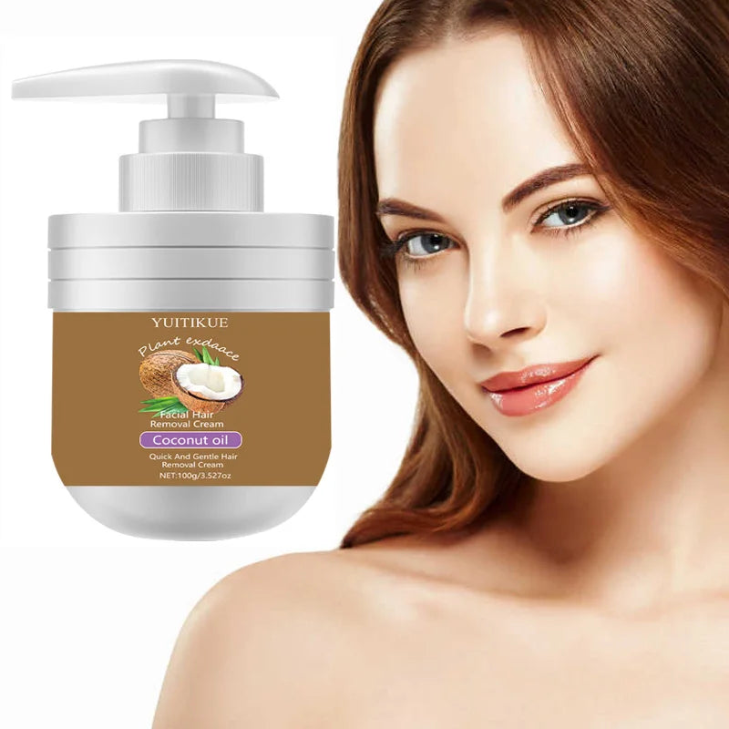 Facial Hair Removal Cream 100g - Quick & Gentle with Coconut Oil, for Lip Hair, Smooth Non-Sticky, Leaves No Black Spots Oasis Select