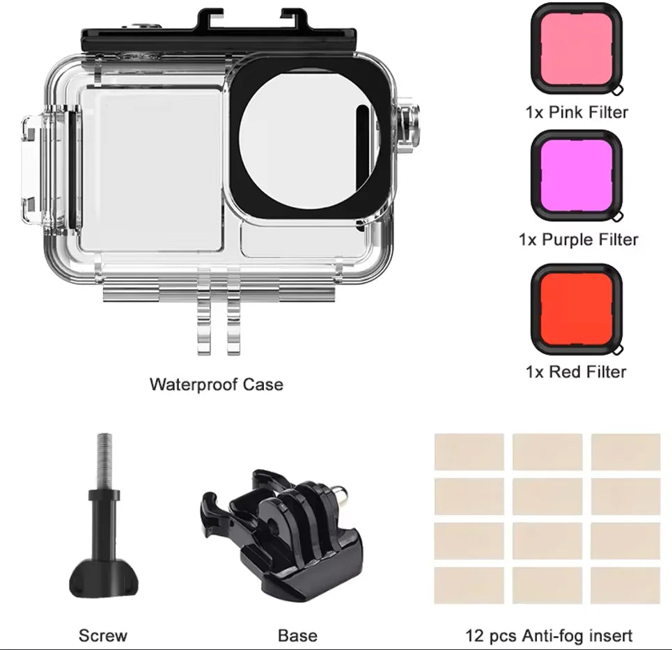 DJI OSMO Action 5 Pro/4/3 Waterproof Housing Case 40M + Filters