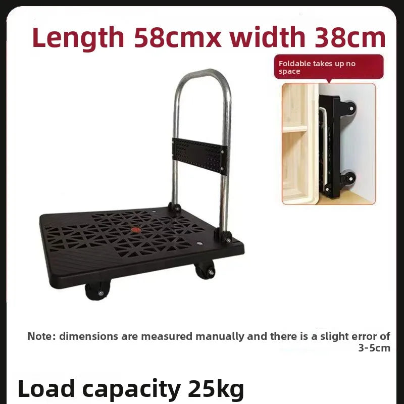 Trolley Folding Pull Goods Small Pull Truck Warehouse Trailer Portable Four Wheel Silent Handling Flat Truck Oasis Select Type 58A